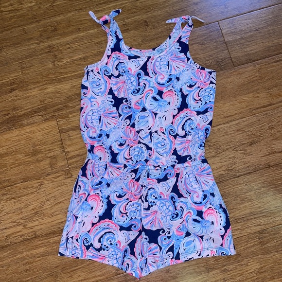 Lilly Pulitzer girls Cady Romper Large (8-10) High Tide Navy It's For Shore NWT - Picture 5 of 8